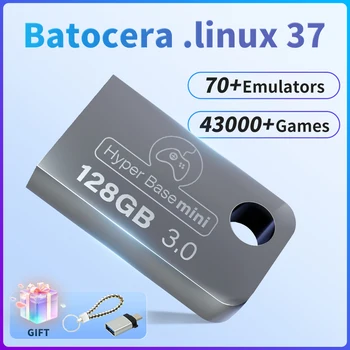 Portable 128GB USB 3.0 Disk Batocera 37.linux 70+ Emulators＆43000+ Retro Games for PS3/PS2/XBOX/Wii/MAME/SS/N64 for Windows 8-11 1