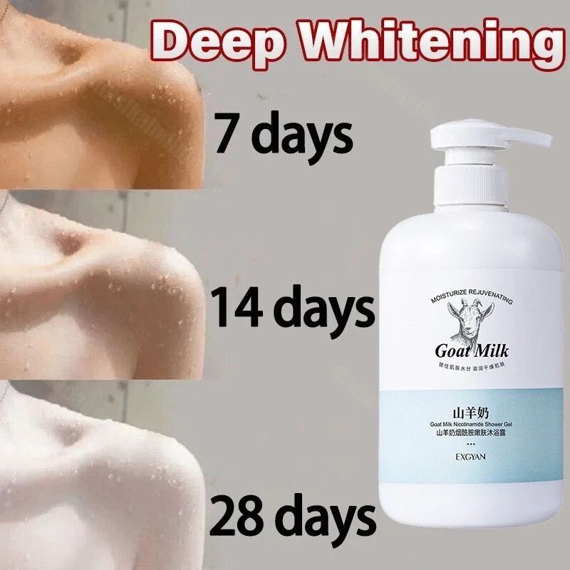 500ml Goat Milk Sunscreen Whitening Body Wash Niacinamide Brightening Shower Gels Improve Dry Rough Skin
