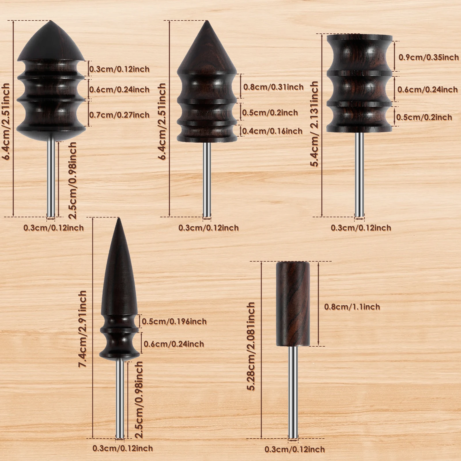 Leather Craft Tools 4/5Pcs Leather Edge Electric Polishing Machine Bit Sandalwood Head Burnisher Grinding Tool
