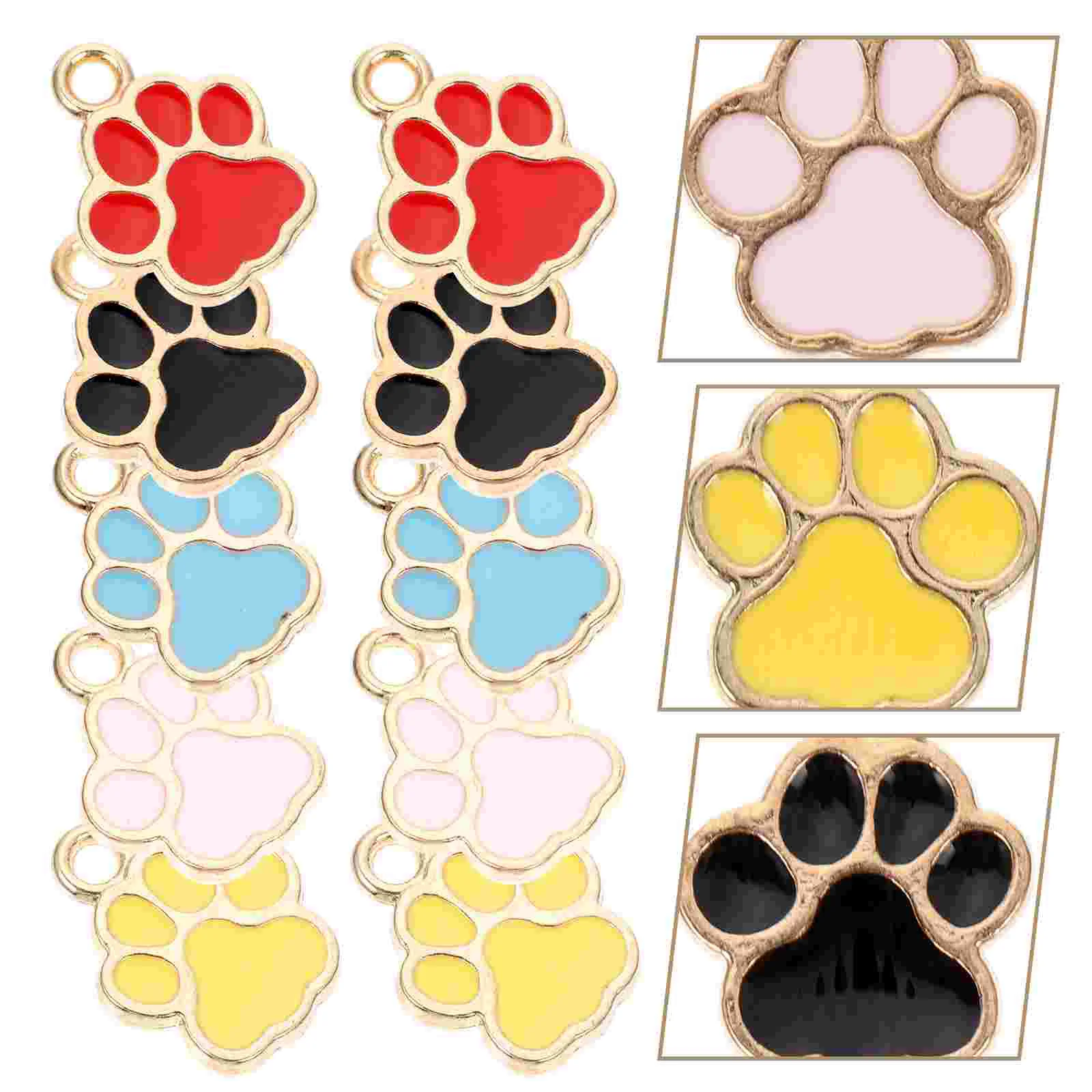 

50 Pcs Dog Paw Pendant Necklace Making Kit Charms for Bracelets Jewelry Earring Supplies Cat Bulk Alloy Braclet