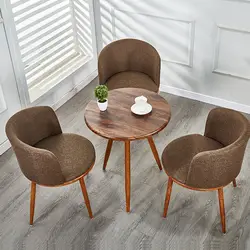 Sillas de comedor de estilo nórdico, conjunto de muebles de lino y algodón, de madera maciza, taburete para Hotel, cocina y restaurante
