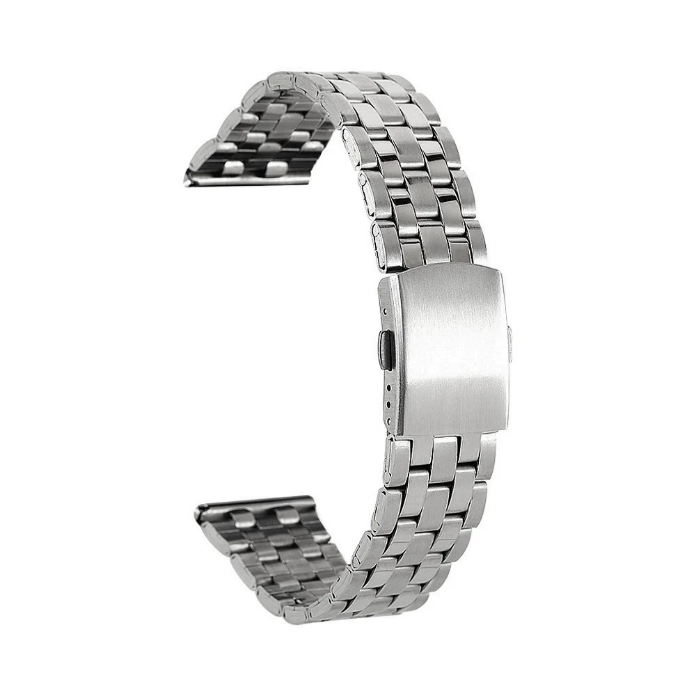 Watch Accessories 18mm 20mm 22mm 24mm Silver Aircraft Buckle Stainless Steel Flat End Jubilee Watch Bracelet