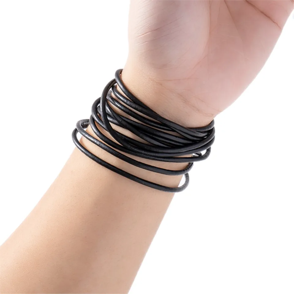 Fil De 2 M/5 M 1 Mm-8 Mm En Cuir De Vache Véritable Cordon Rond / Plat Cordon Bricolage Accessoires De Fabrication De Bijoux (couleur : Rond De 2 Mm, 5 Mètres-01