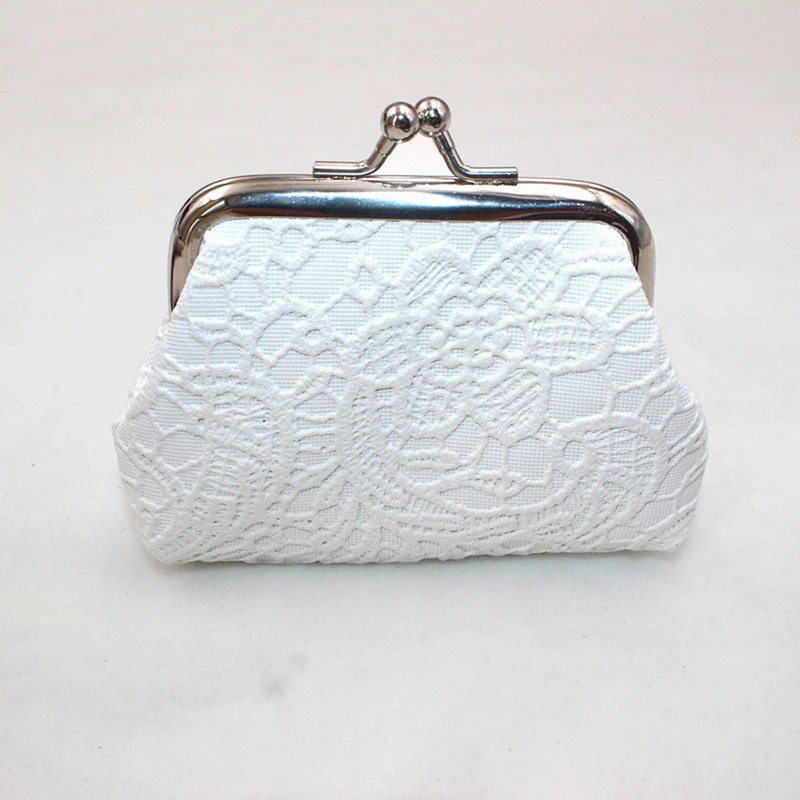 Fashion Little Girls PU Clutch Coin Purse Lock Change Purse Wallet Slim Lace Embossed Coin Holder