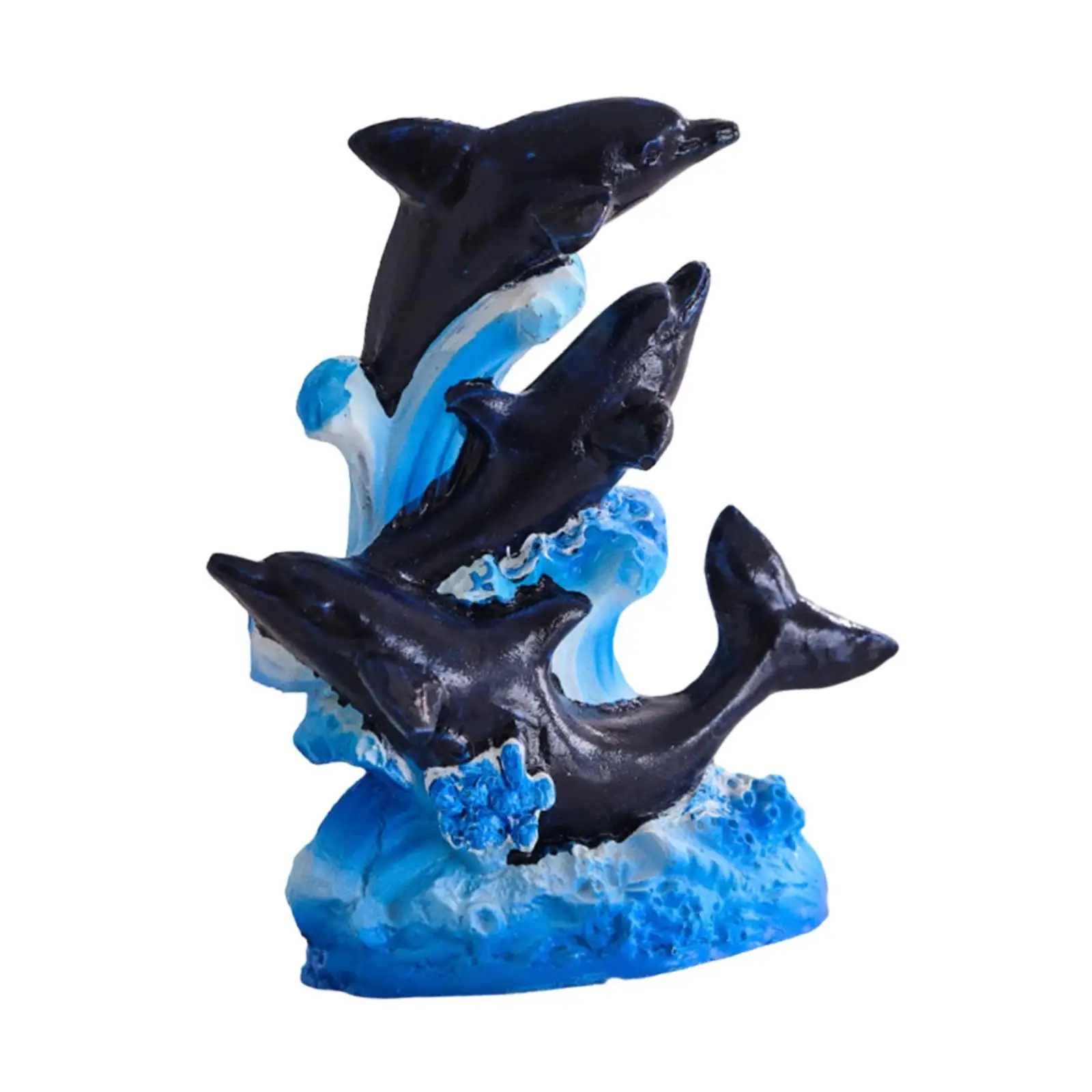 Resin Dolphin Figurine Decorative Statue Beach Themed Room Decor Tabletop Ornament for Fireplace