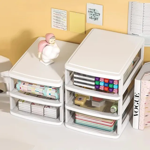 Stationery Products Desktop Storage Box Drawer Type Storage Cabinet Office Desk Storage Box Cosmetics Box Stationery Debris Storage Rack 2