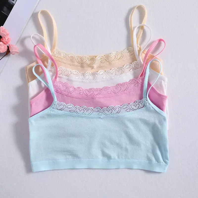 2pcs Girl Bra Teen Crop Top Underwear Vest Racerback Puberty Sport Training  Bras Letter Streetwear Tube Top New Year 7-14Y 10 9