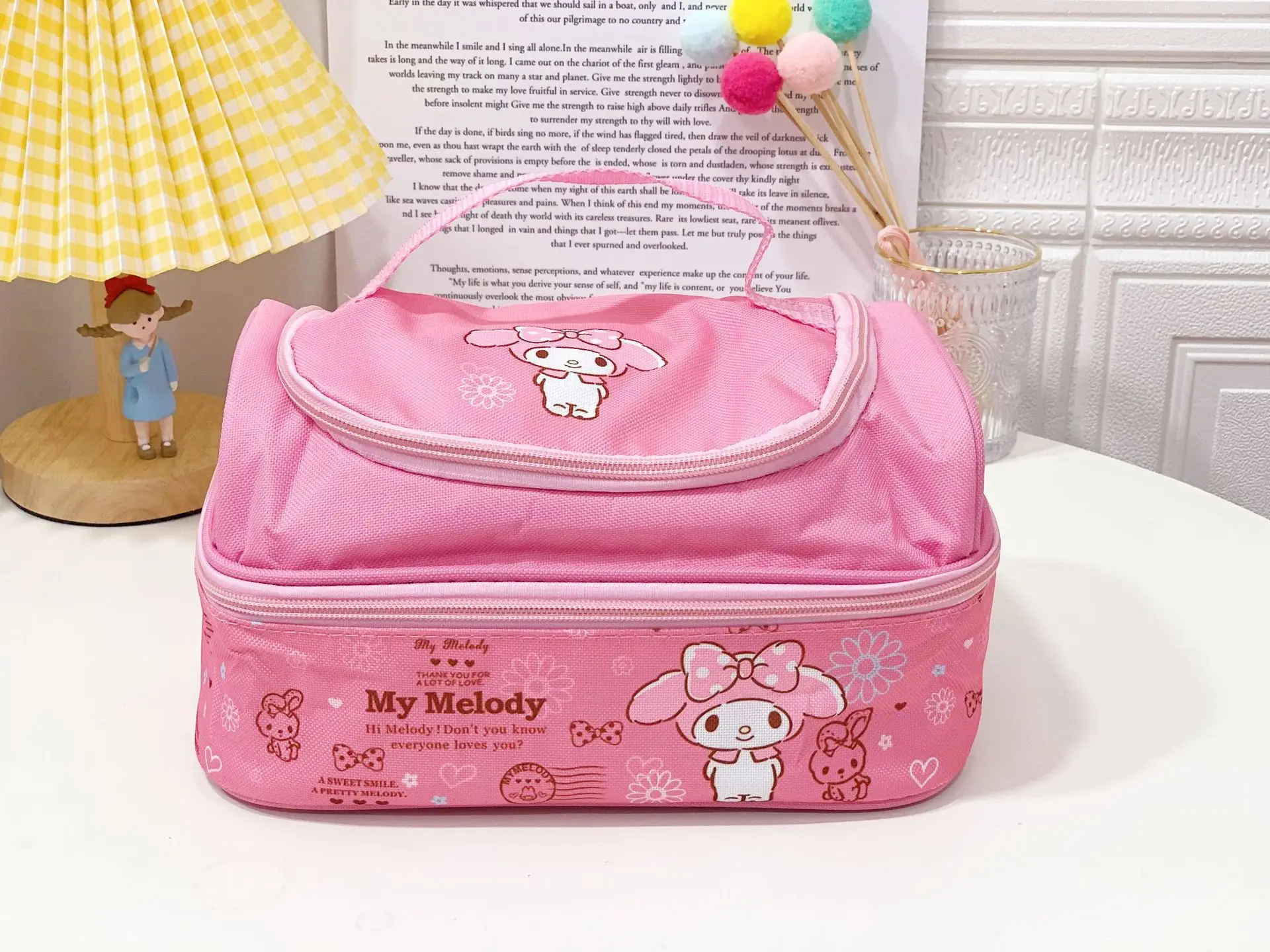 Sleep Kuromi My Melody Cinnamoroll Lunch Box Bag Storage Case Insulated  Handbag