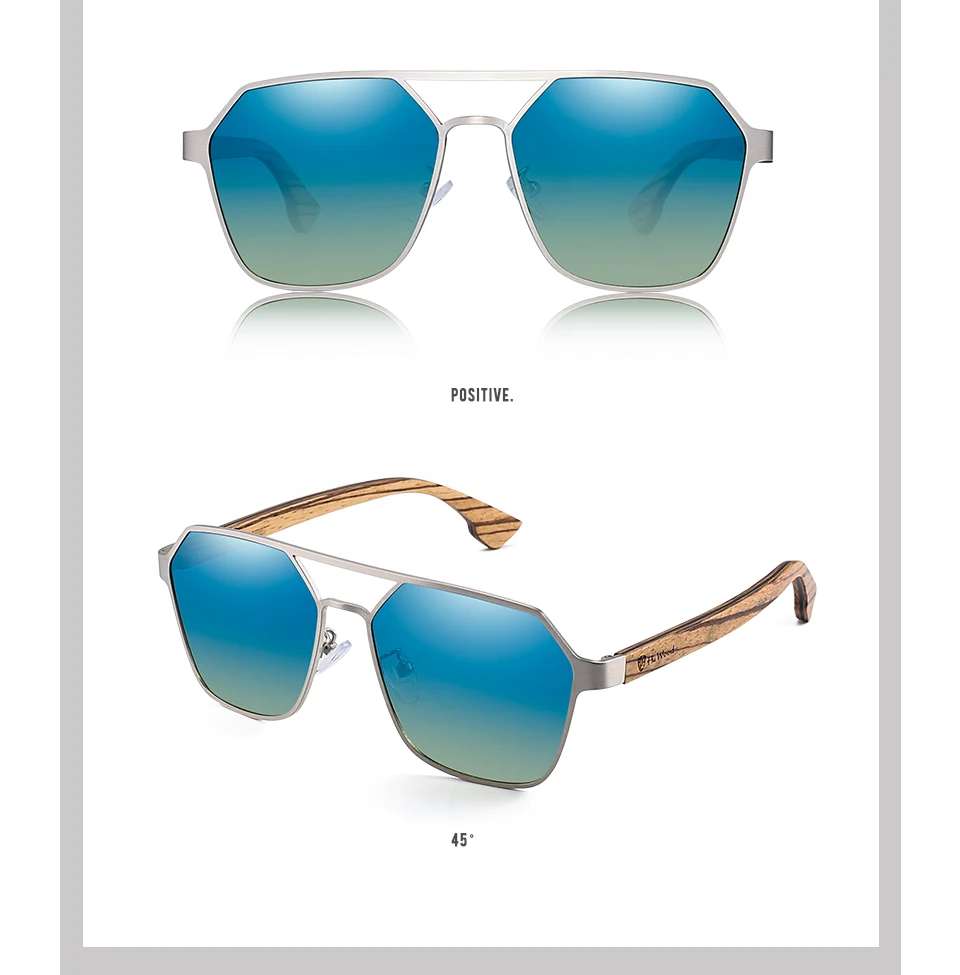 Hu Wood Hochwertige quadratische Metall-Sonnenbrille für Männer und Frauen, Holz-Sonnenbrille, polarisiert, Fahren, Uv400, Oculos de sol – Detail 8