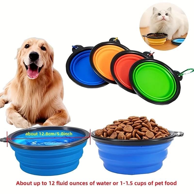 Portable Pet Food Bowl  Durable TPR Bowl  Cat and Dog Food Pet Silicone Collapsible Bowl Portable Travel Outdoor Water Food Bowl 3