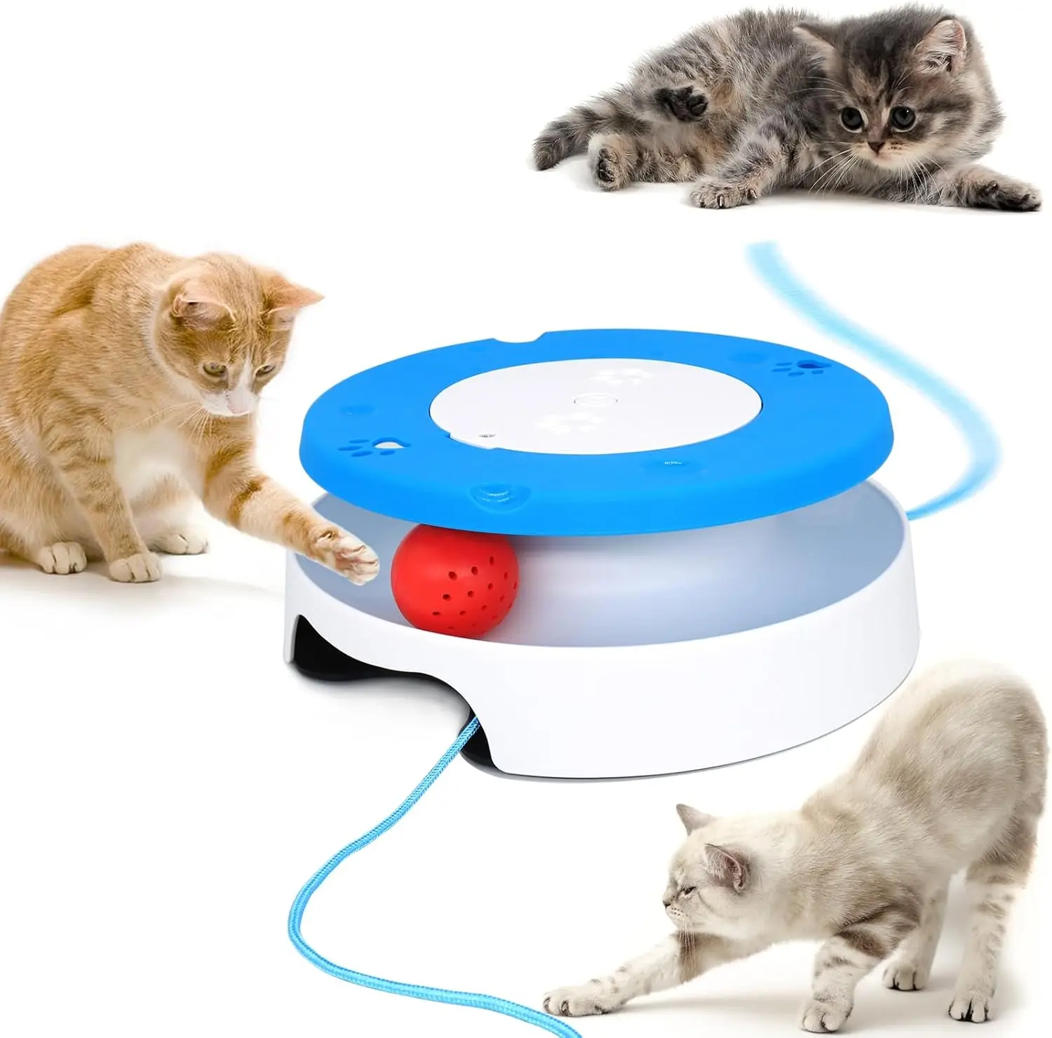 Interactive Cat Toys for Indoor Cats, Automatic Cat String Toy for Exercise, Fit Most Cats (Blue)