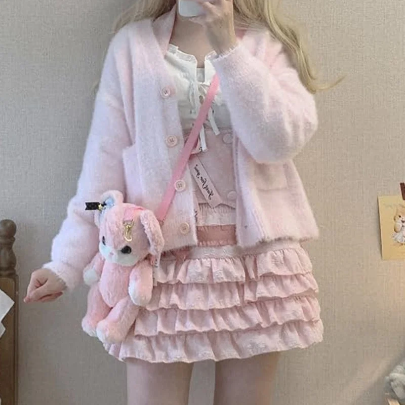 Xingqing Kawaii Lolita Cake Skirt Girls Harajuku High Waist Ruffle Layered Skirts y2k Aesthetic Women Fairycore Skirt Streetwear 6