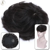 TESS 35g Men Toupee 16x19cm Human Hair Toppers Replacement System Men Capillary Prothesis Male Hair Wig Clip In Hair Extensions 1