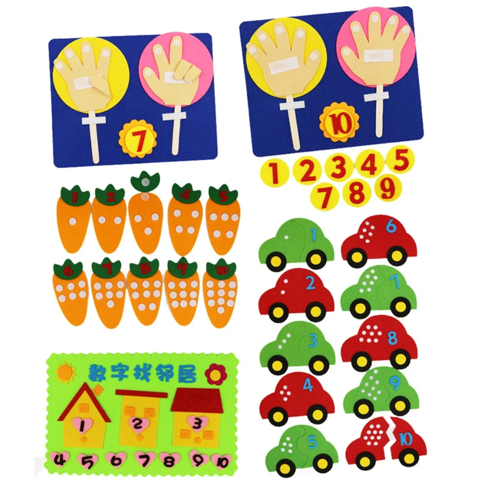 Kid Montessori Felt Finger Numbers Math Toys Baby Early Education Learning Teaching Aid for Toddler DIY Non-woven Digital Puzzle