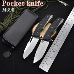 M390 Steel Stone Wash Bearing Folding Knife G10+TC4 Titanium Alloy Handle Outdoor Pocket Self Defense Survival Camping Tool