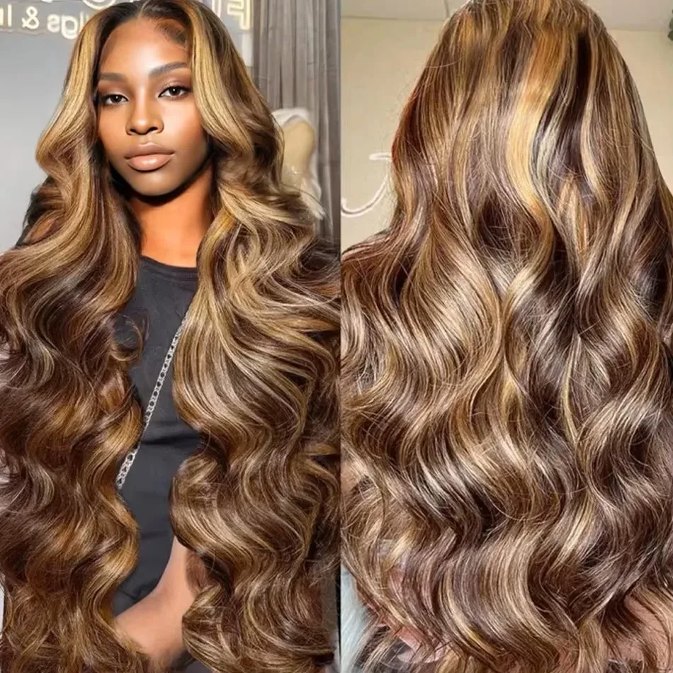 Lace Front Wig Human Hair Wigs Human Hair Wig Front Lace Wig 36 Inch Highlight Body Wave Human Hair Wigs 4/27 Honey Blonde 13x6 Lace Frontal Wig 13x4 Lace Front Wigs Curly 200 Density