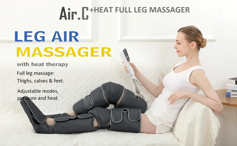 Benmassager Luftkompression til cirkulation Lægfødder Lårmassage Muskelsmertelindring Knæ Varme Lymfe_voghion.com