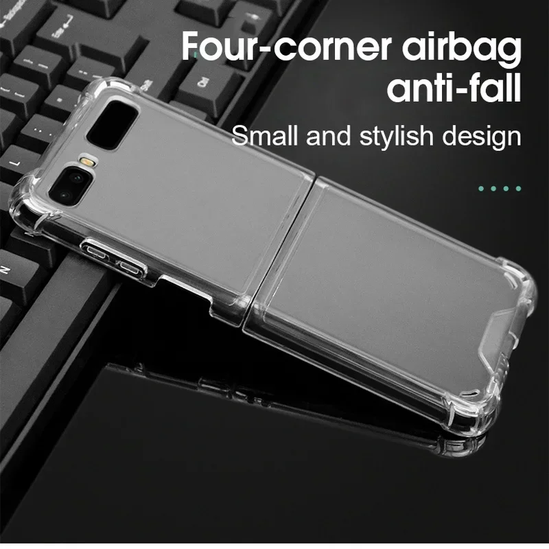 Custodia per telefono trasparente antiurto per Samsung Galaxy Z Flip 5 4 3 1 2 Custodia protettiva completa trasparente Cover posteriore sottile Guscio pieghevole - immagine 2