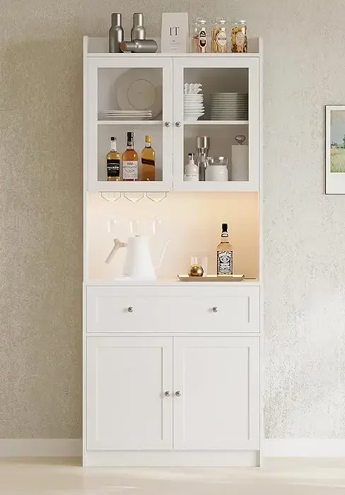 Coffee Bar Cabinet with LED Light