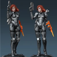 Mass Effect Game Female Character 1/24 Ratio Vertical Height 90mm Female Commander Shepard Unassembled Unpainted Toys 1