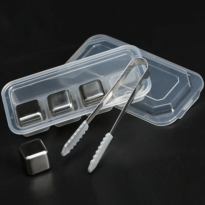 1/4/8 Pcs Stainless Steel Ice Cubes Set Reusable Chilling Stones for Whiskey Wine Wine Cooling Cube Chilling Rock Party Bar Tool