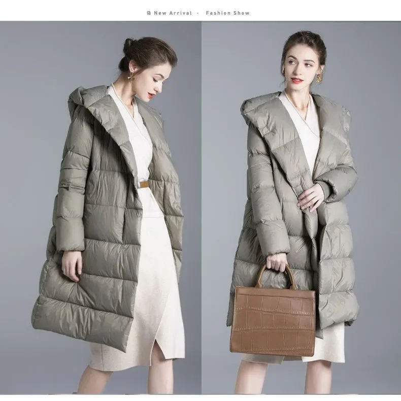 

Женский длинный пуховик, зимняя теплая Толстая Повседневная куртка большого размера, Женская парка свободного покроя с рукавом летучая мышь в стиле High Street, 2023