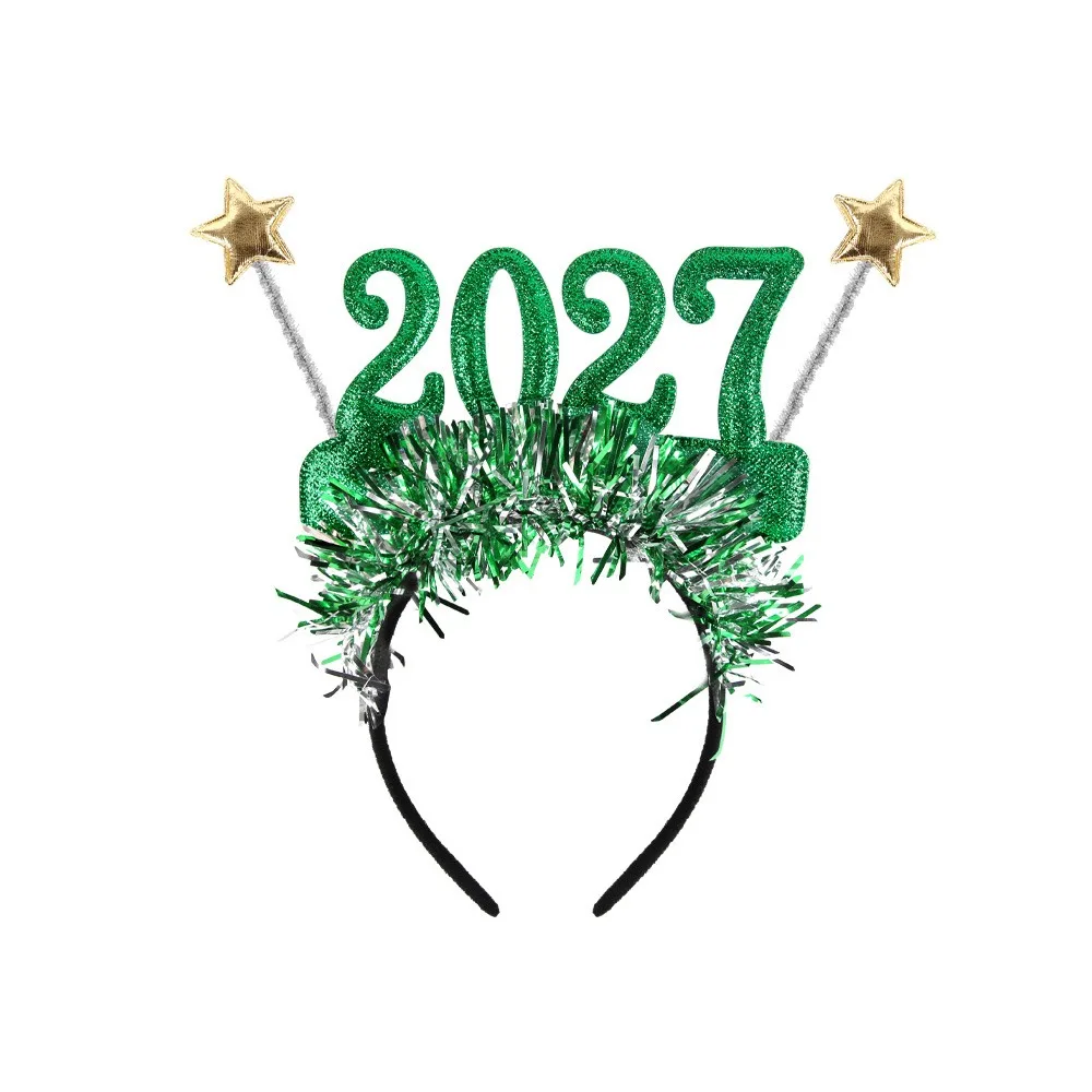 2027 New Years Eve Headband & Party Glasses Sequin 2027 Happy New Year Headband Cute Creative Glitter Hair Hoop Photo Prop Colorful Christmas Headpiece Party Decoration 8