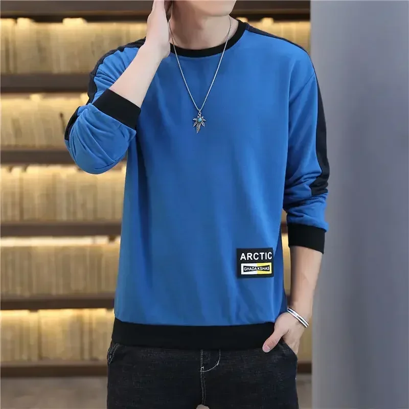 thumbnail image 1 of Sudaderas para hombre Camiseta Cuello redondo Ropa de hombre Top Slim Fit Sin capucha Jersey azul Cuello redondo Novedad y lujo Cálido Emo, 1 of 5