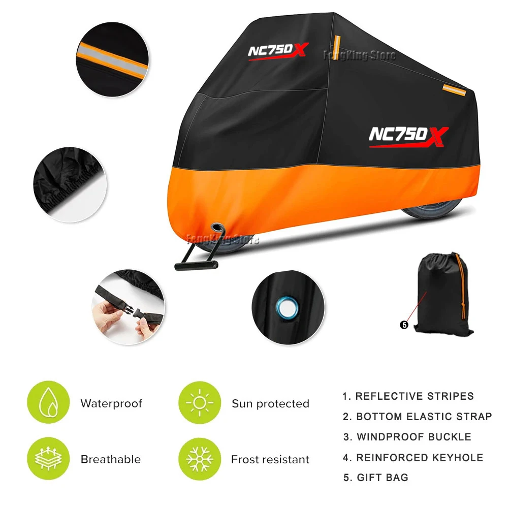 혼다 NC 750X NC750 X DCT 오토바이 커버 방수 야외 올 시즌 먼지 UV 보호 오토바이 레인 커버