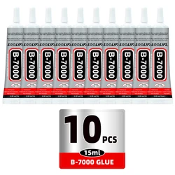 High - Strength Waterproof Transparent Repair Adhesive with Precision Applicator - Ideal for Screen, Glass, and Plastic DIY Projects (10Pcs - B7000 - 15Ml)