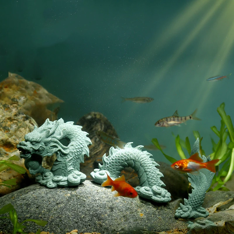 Tea Pet Ornaments Green Sandstone Chinese Dragon Ornament Creative Tea Pets Micro Landscape Fish Tank Bonsai Home Decorations