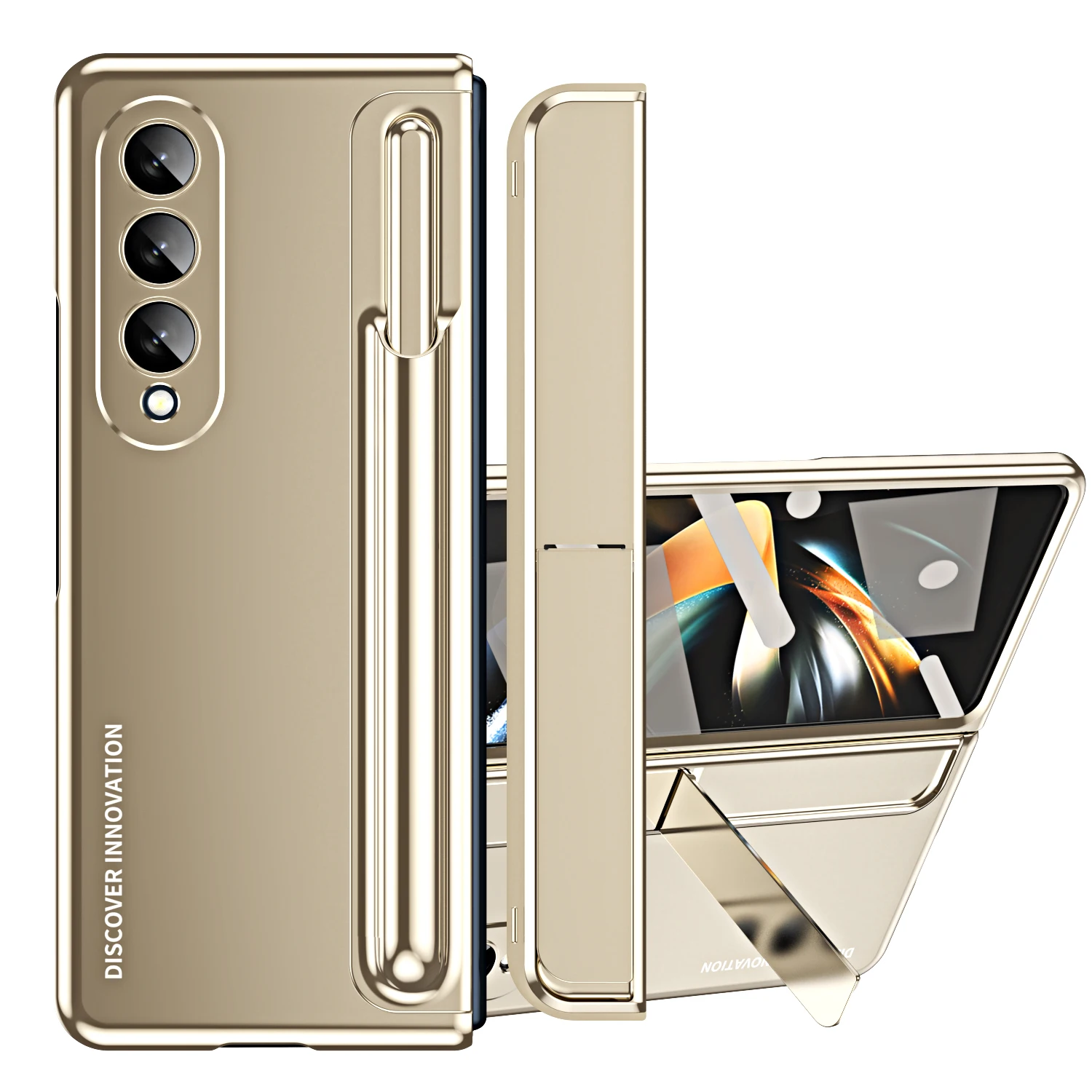 

Матовый Невидимый съемный чехол-держатель с подставкой для Samsung Galaxy Z, складной 4 слота для ручки, HD защитный чехол для экрана