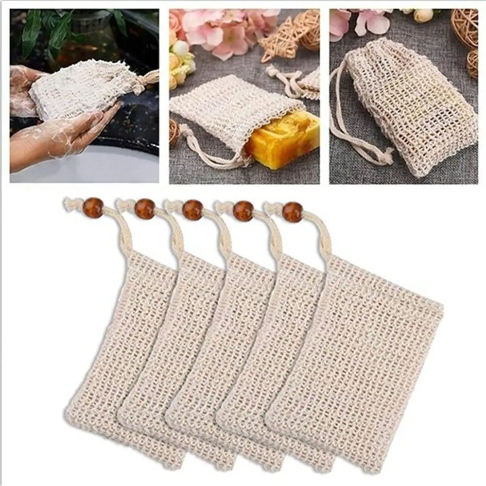 

Portable Natural ramie Skin-friendly Fashion Bath Soap Bag Soap Saver Bag Shower Sponge Bag Foam Mesh Bag
