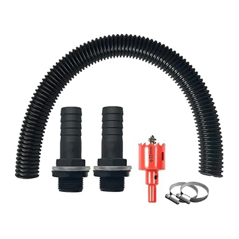 

1Set 1.25 Inch Water Butt Connection Set 50Cm Connection Hose And 2 Hose Connectors 25 Mm Rain Collector