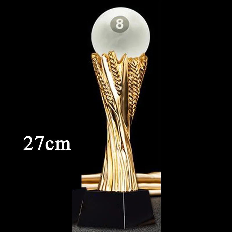 Customized Crystal Trophy, Electroplating Golden Resin, Creative Excellent Award Snooker Event Souvenir billiard Trophy Gift Box