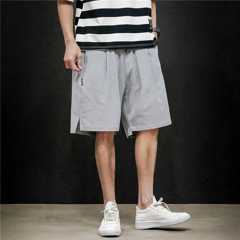 Sports Trend Men's Clothing Loose Oversized All-match Casual Thin Japanese Simplicity Solid Color Letter Printed Straight Shorts