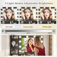 Vanity Desk with LED Lighted Mirror & Charging Staion 5 Fabric Drawers Makeup Vanity Table for Bedroom Dorm 6