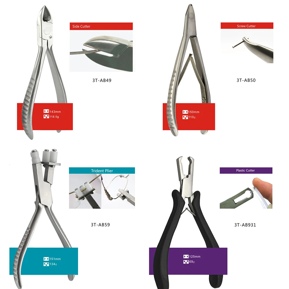 Stainless Steel Eyeglasses Spring Plier Glasses Screw Cutter Trident Chip Block Plier Adjuster Optical Repair Hand Tool