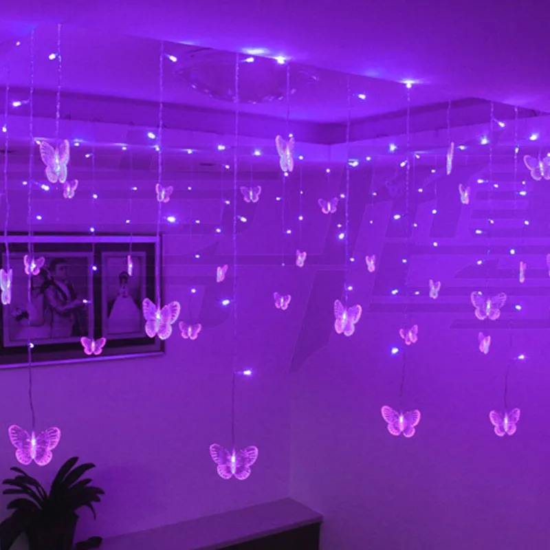 thumbnail image 1 of Guirnalda de luces LED con forma de mariposa o nieve para decoración de interiores, para ventanas, fiestas navideñas, enchufe UE/EE. UU./Reino Unido/AU, 1 of 5