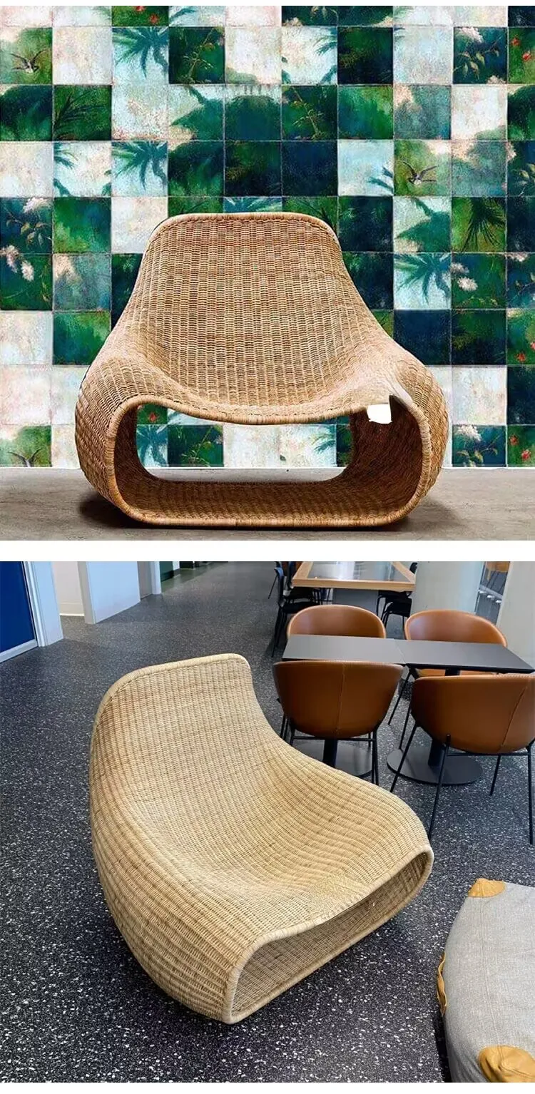 Balcony Outdoor Indoor Rattan Chair Furniture for Homestay Minimalist Southeast Asian Rattan Sofa Hotel Model Room Leisure Chair