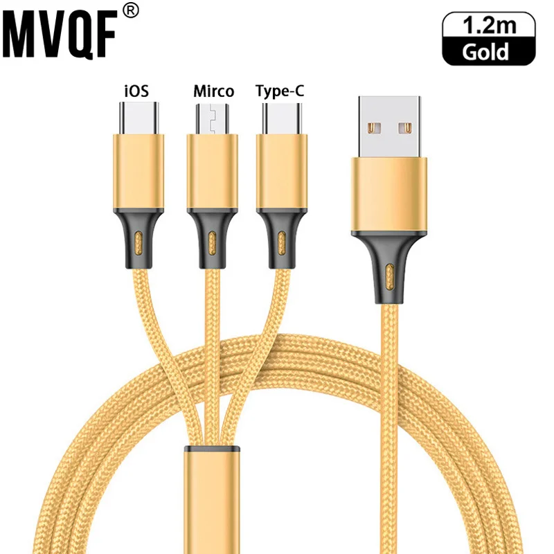 Зарядный кабель MVQF 3 в 1 с Micro USB Type-C мульти Usb-порт зарядный шнур несколькими
