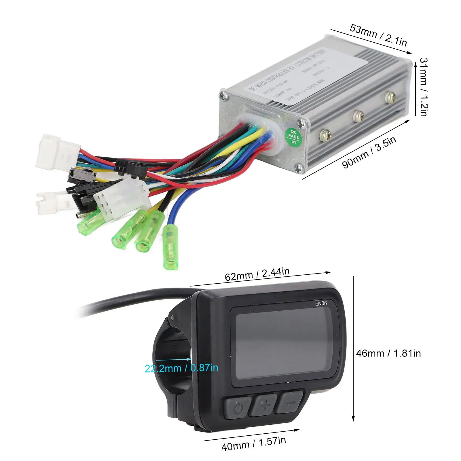 250/350W Electric Bike Controller Kit 36/48V 15A with Throttle & 10 Configurations-Complete Instrumentation Set