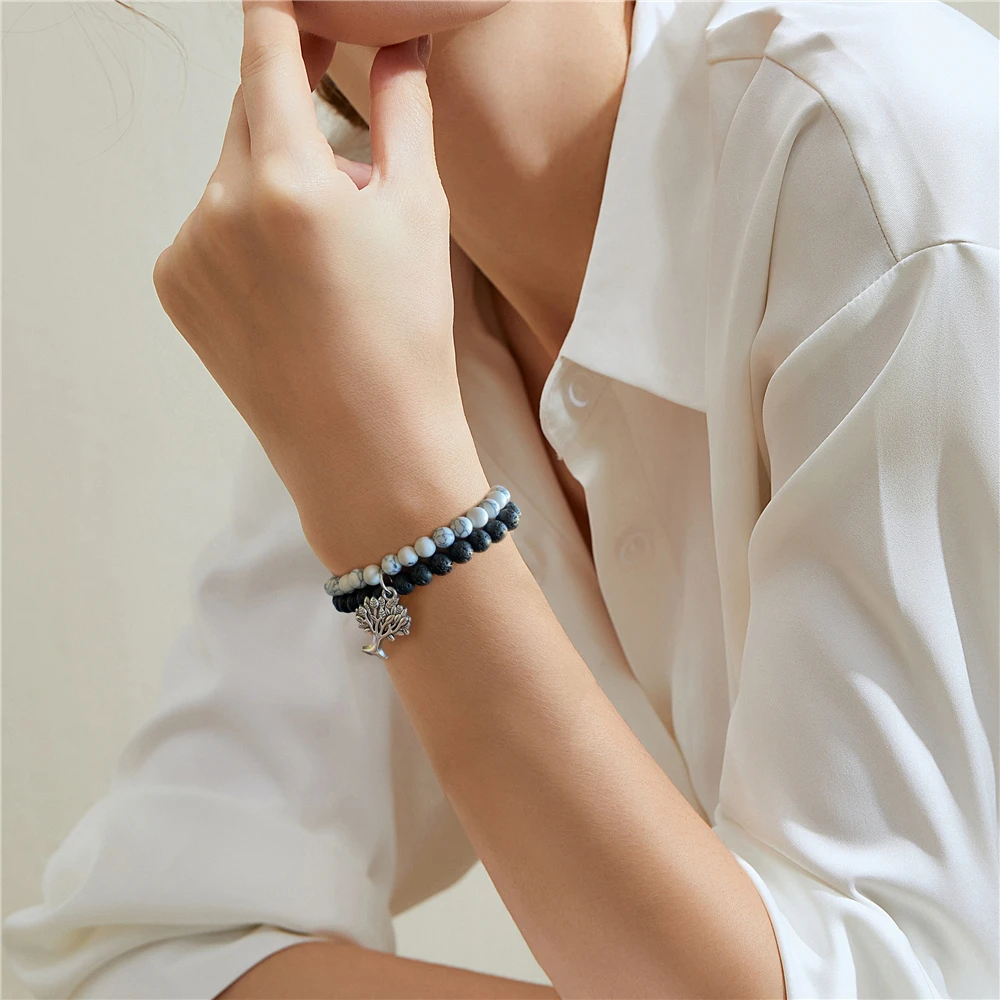 Acryl Perlen Stretch Armband für Frauen Handgefertigtes Elastisches Armreif mit