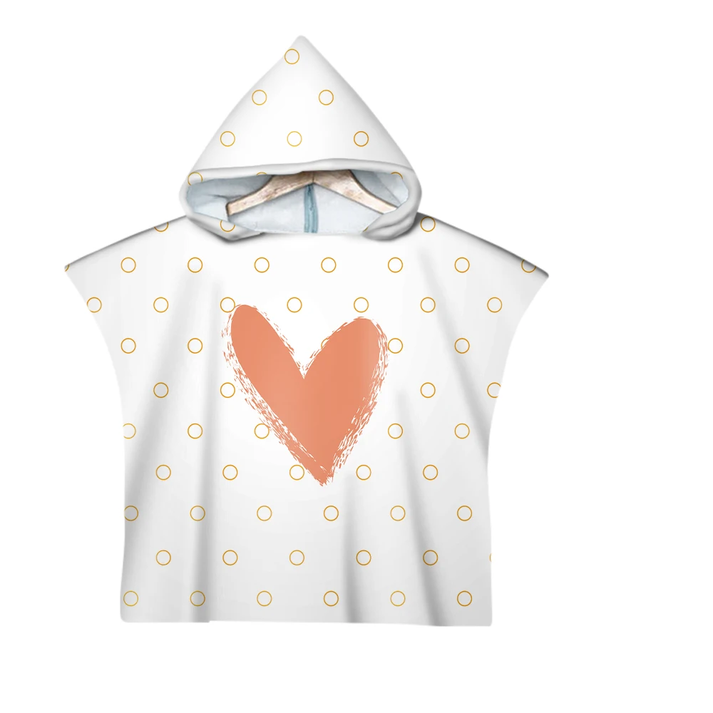 Hooded Towel Poncho for Kids, Beach Towel, Encourage Word Enjoy with Love Heart, Pool Cape, Novelty Gift for Baby,
