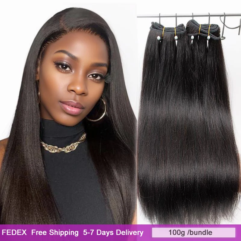 MRS HAIR Light Yaki Bundles Human Hair Yaki Straight Hair Bundles