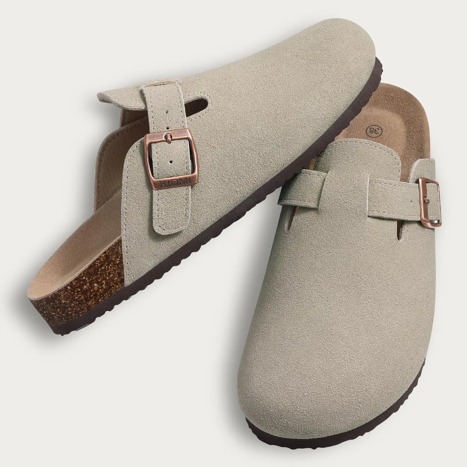 Comwarm Classic Men Cork Clogs And Mules Summer Slip-on Cork Sandals Men Beach Slippers Home Flats Slippers With Arch Support