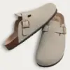 Comwarm Fashion Men Clogs Slippers Women Classic Cork Footbed Suede Mules Cozy Potato Shoes With Arch Support Men Beach Slippers 1