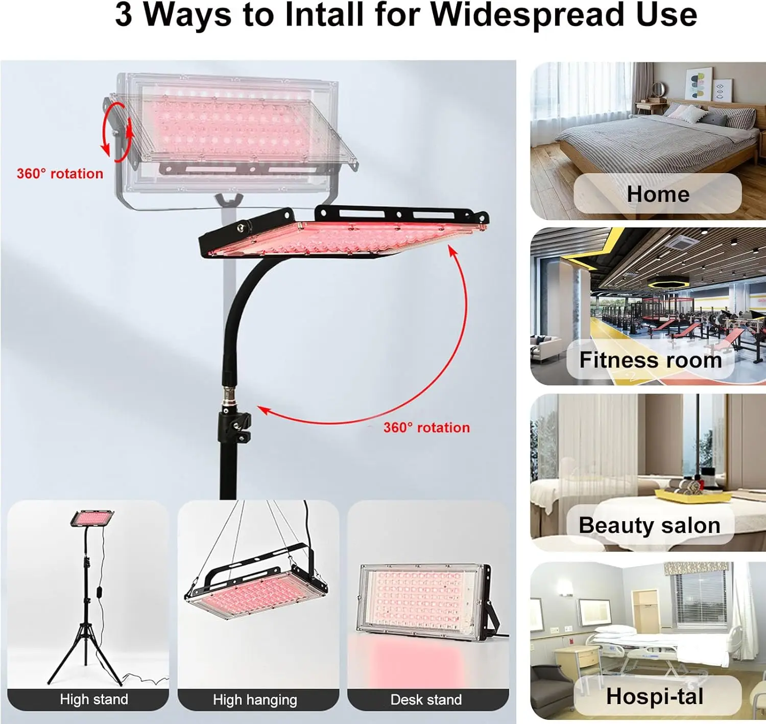 Infrared therapy lamp 96 LEDs red light 660nm &850nm with stand for muscle joint pain relief facial skin care