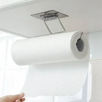Sotto l'armadio Porta asciugamani in rotolo di carta Appendiabiti autoadesivo Organizzatore per cucina Bagno Mensola Bar Elettrodomestico 1