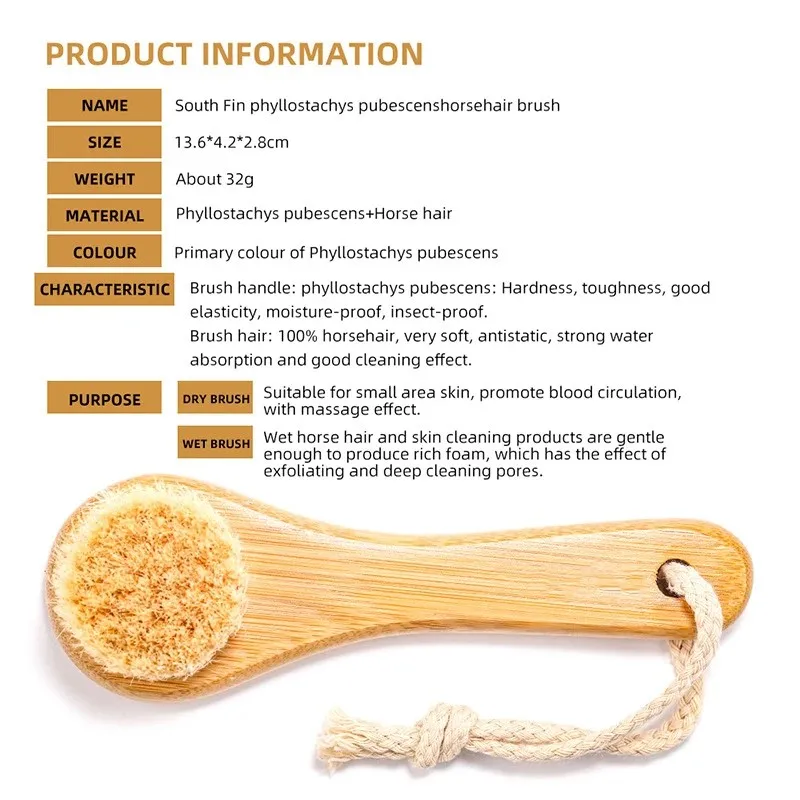 Portable Soft Bamboo Hair Facial Cleansing Brush – Deep Clean & Massage Tool